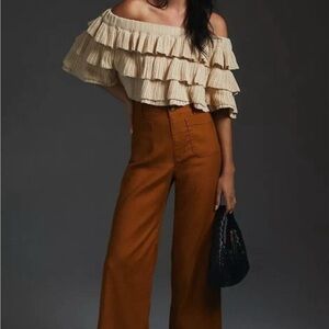 Maeve Colette linen Wide Leg Pants Sophisticated Style 32T